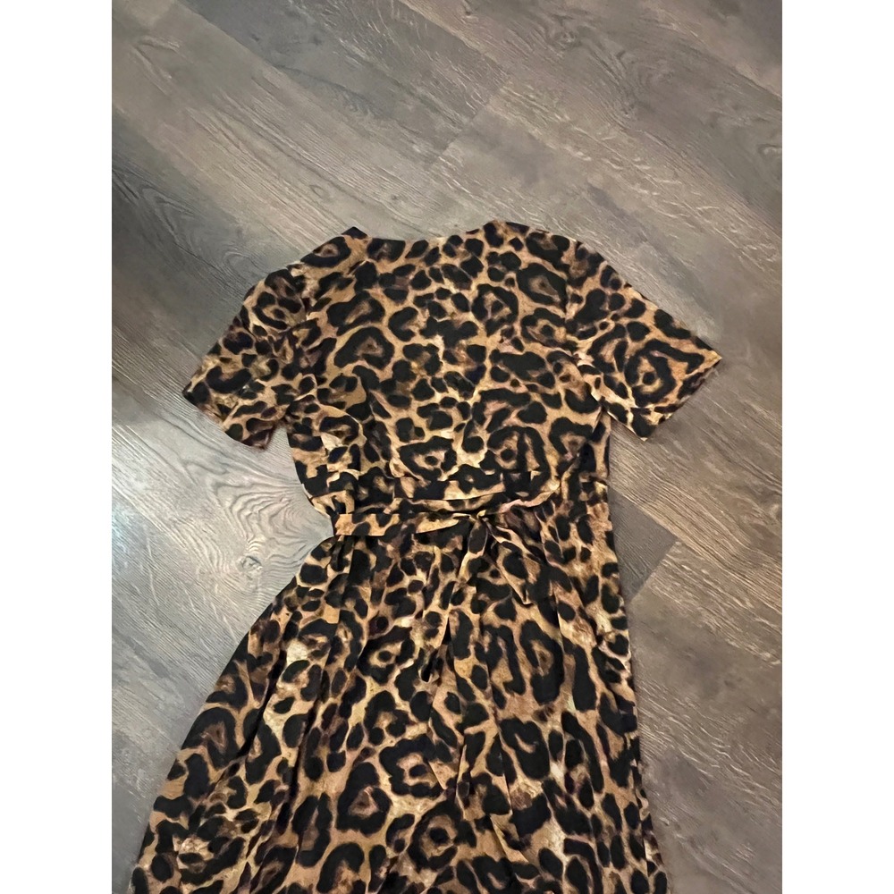 Bardot‎ Leopard Print Wrap Midi Dress Brown Black Animal Print V-Neck US 6 Small - Picture 3 of 6